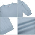 thumbnail image 4 of Yesfashion Womens Puff Short Sleeve Sweater Tops Crewneck Basic Knit Solid Pullover Blouse, 4 of 6