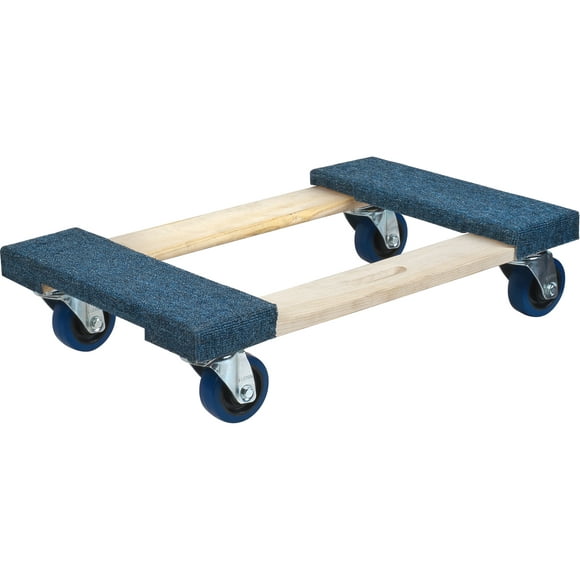 Carpeted Ends Hardwood Dolly, Wood Frame, 18" W x 24" L, 1400 lbs. Capacity