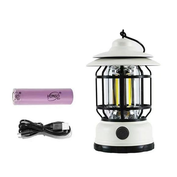 Billuyoard Estilo vintage Camping Senderismo Linterna Picnic Tienda ajustable portátil Lámpara colgante Luz recargable Iluminación blanca Type3 NO3