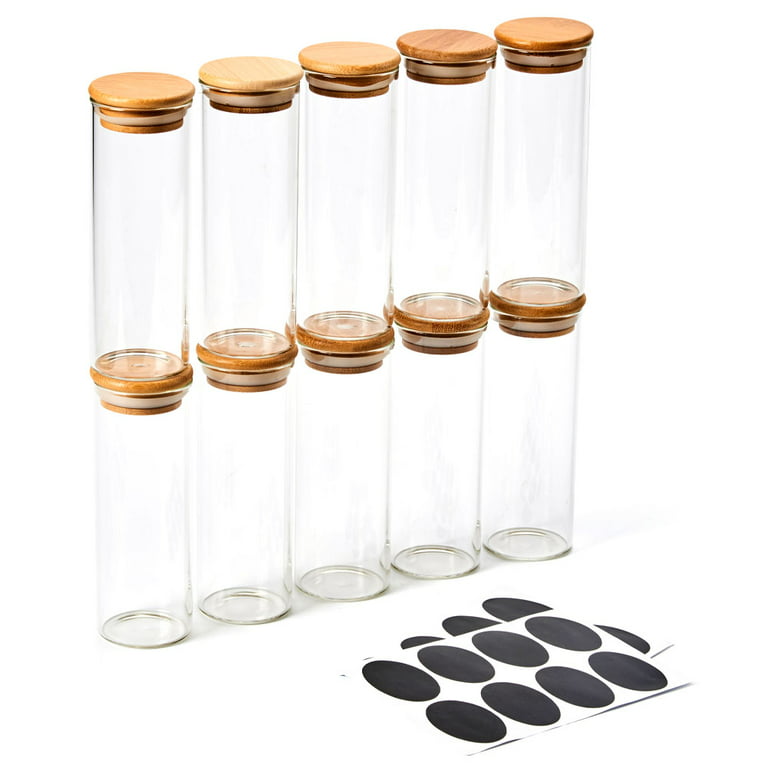 EZOWare 70ml Spice Glass Jar Set, Small Air Tight Canister Storage