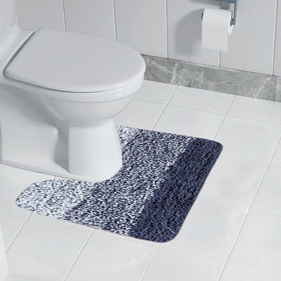 Microfiber Plush Bath Mat Set - U-Shape Toilet Mat & Absorbent Bathroom Rugs, Soft Non-Slip Thick, Machine Washable & Easier to Dry, Dark Color for Bath Space