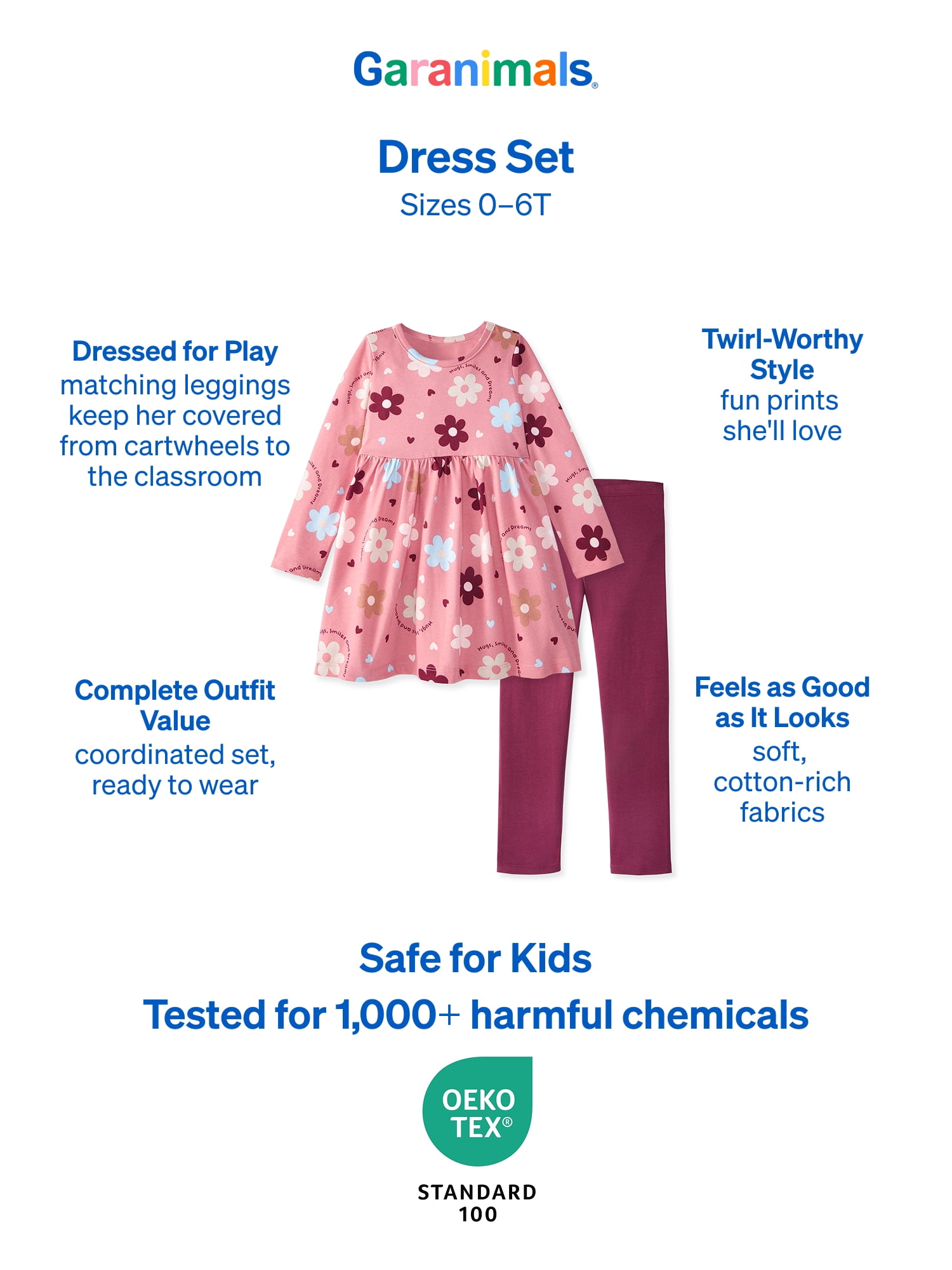 Garanimals Baby & Toddler Girl Dress 2-Piece Outfit Set, Sizes 0-6T