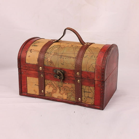 MLINS Wooden Treasure Chest for Storage Made of Timber Brown for Home Decoration 7x5x4