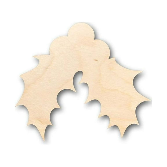 Unfinished Wood Christmas Holly Shape - Craft - up to 46" DIY 12" / 1/4"