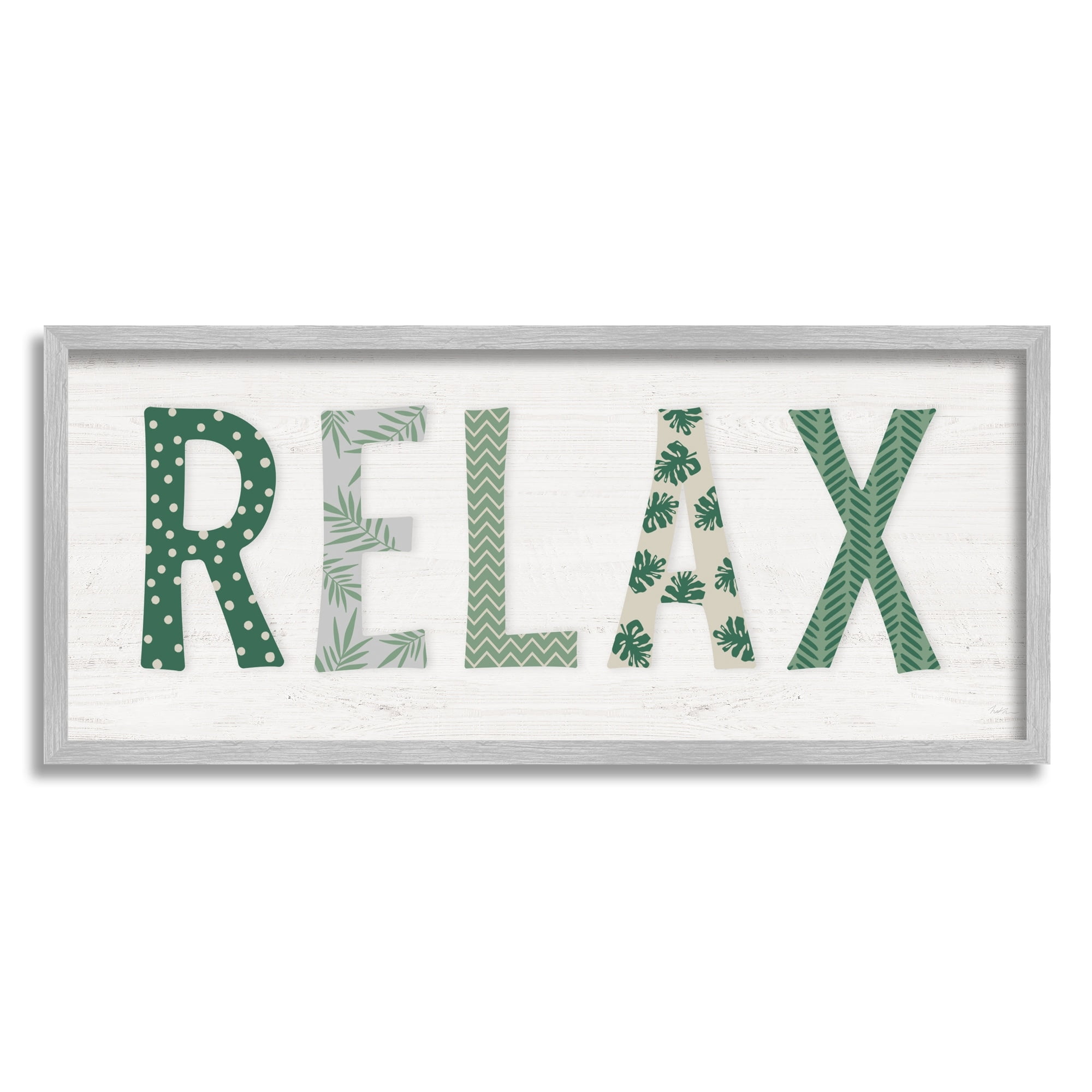 Stupell Industries Relax Forest Leaf Letter Pattern Relaxation Sentiment,24 x 10, Design by Natalie Carpentieri