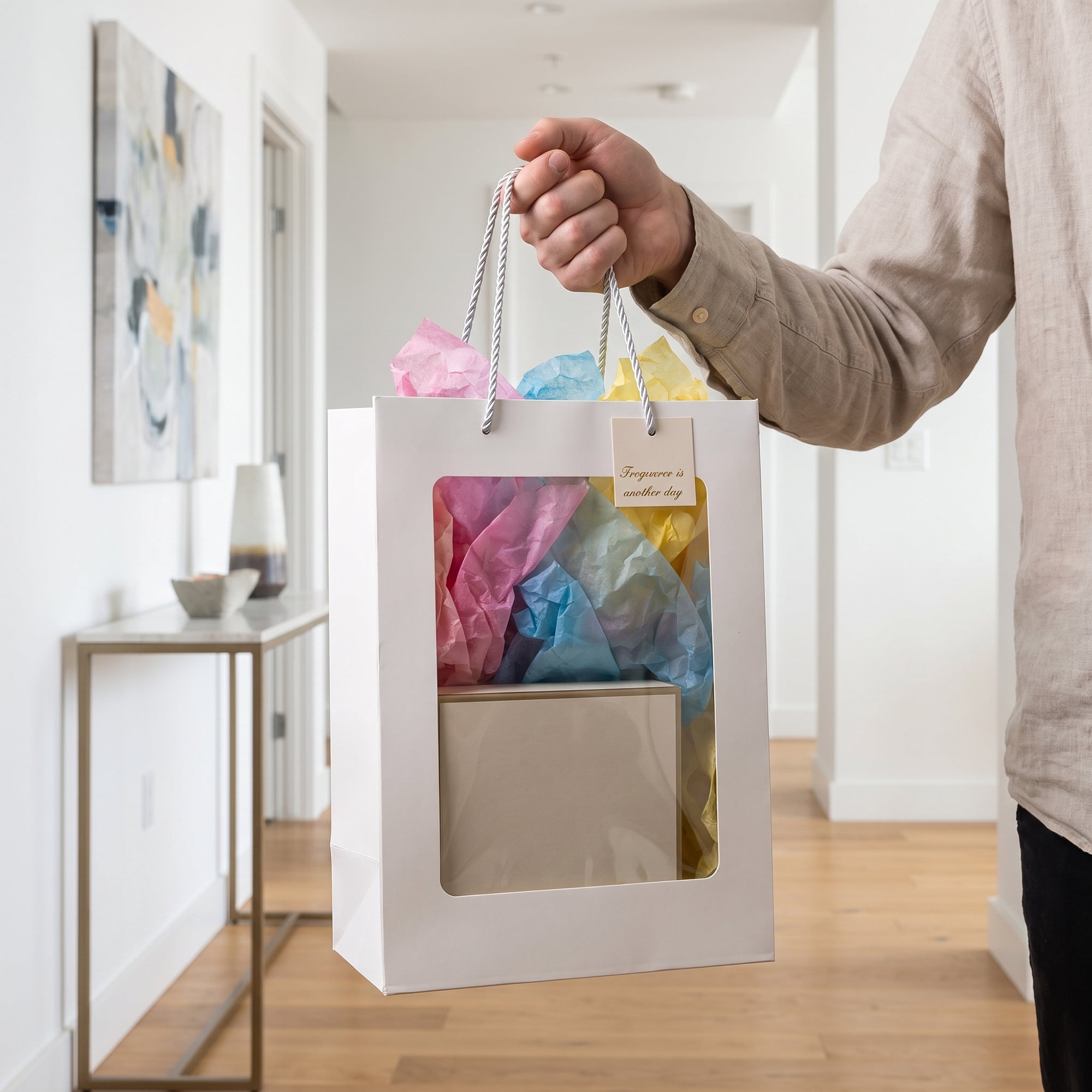 Unique Bargains Gift Bags with Handles to Elevate Gifting White 7.9" x 5.9" x 11.8"