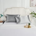 thumbnail image 3 of Yidarton Satin Pillowcase for Skin and Hair, Soft Next to Skin, Silk Satin Pillowcase 2 Pack, Standard Size, Queen Size, King Size, Light gray, 3 of 7