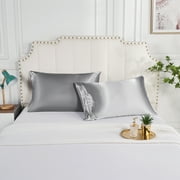 Yidarton Satin Pillowcase for Skin and Hair, Soft Next to Skin, Silk Satin Pillowcase 2 Pack, Standard Size, Queen Size, King Size, Light gray