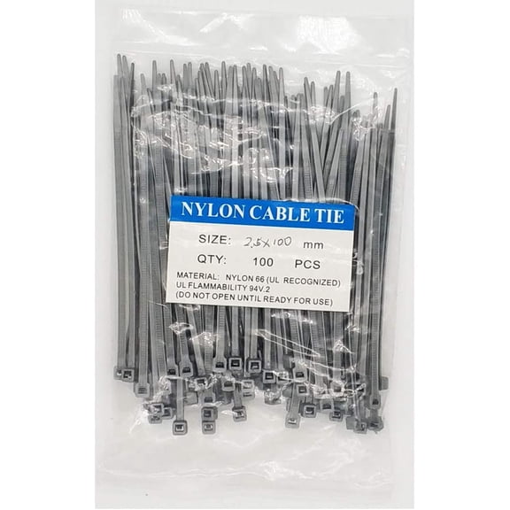 BDKWID-4 Inch Grey Zip Ties (100 Pieces), 18lb Strength, Nylon Gray Cable Wire Ties