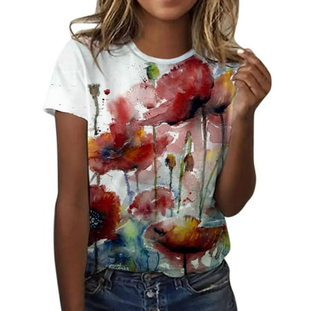 

HSMQHJWE Long Sleeve Tshirt Women S T Shirt Short Sleeve Womens Casual Print Crew Neck T Shirt Summer Short Sleeve Loose Top Long Scrub Jacket