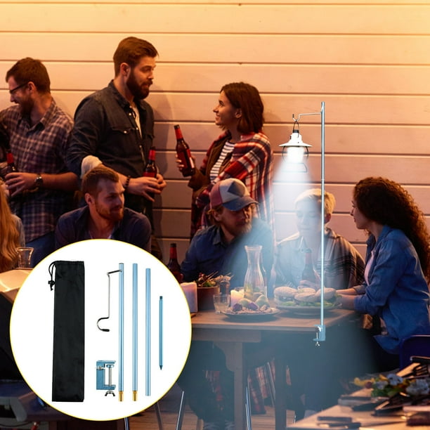 Luces Colgantes Al Aire Libre, Poste de Linterna de Aluminio Portátil con Pila Y Abrazadera 16In Soporte Plegable, Ligero para Picnic Senderismo Pesca Mochila Jardín Barbacoa Almacenamiento de Poste D