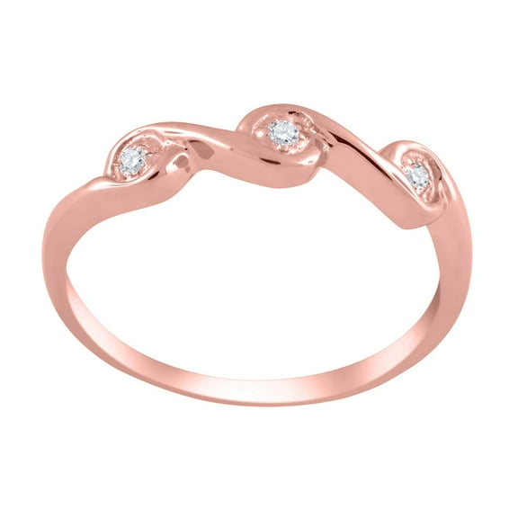 Aonejewelry 0.03 Ctw. Swirl Standout Style Diamond Wedding Band In 10K Rose Gold