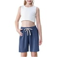 thumbnail image 5 of Hurxie Deals 3 Pack Girl Shorts Summer Casual Linen Shorts Girls Solid Color Soft Elastic Drawstring Waist Short Pants 7 Y Yellow, 5 of 8