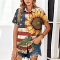 thumbnail image 4 of AHMOMEI Red White and Blue Women's Button Down Shirts Short Sleeve Spring Blouses for Women with Pocket, 4 of 5