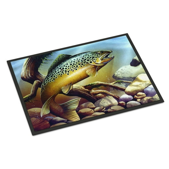 Carolines Treasures PTW2038JMAT Brook Trout Door Mat Indoor Rug or Outdoor Welcome Mat 24x36 Doormat  36"L x 24"W