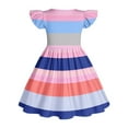 thumbnail image 6 of MKOSPLRT Striped Dresses for Girl 3-14 Years Fly Sleeve Crew Neck A Line Dress Casual Color Block Midi Dress Funny Holiday Twirly Skater Dress, 6 of 7