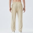 thumbnail image 5 of DPTALR George Men's Casual Pants, Waffle Textured, Drawstring, Stretch Elastic Waist, Tapered Joggers, with Pockets #Beige Big and Tall Men XXL, 5 of 5