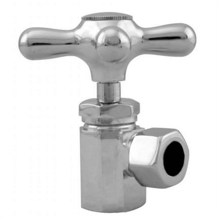 Westbrass D1021X-05 Angle Stop with .5 in. IPS Inlet and Cross Handle - Polished Nickel