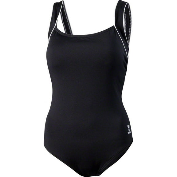 TYR Sport Women's Polyester Solid Square Neck Tank Swimsuit, Black, SZ 20