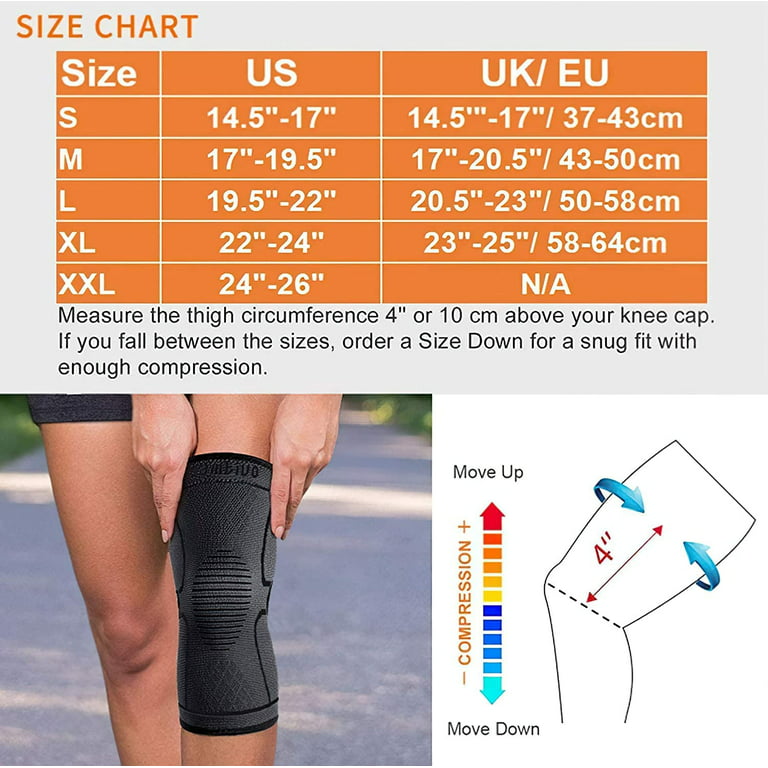 CAMBIVO 2 Pack Knee Brace, Knee Compression Sleeve Support for