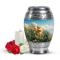 Yatskia Teddy Bear with Flowers Garden Small Memorial Urns for Human Ashes Adult Man, Mini Cremation Urn for Ashes for Women, (Monar Pack of 1, 3 Inch)