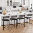 thumbnail image 4 of Bar Stools Set of 4 – Upholstered Counter Height Barstools with Backrest & Footrest – Wide PU Seats – Easy Assembly – Kitchen Island, Counter Bar, Apartment, Small Spaces – Grey – Four-Piece Bar Chair, 4 of 8