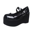 thumbnail image 2 of Zapatos de charol con cuña y plataforma de tacón alto a la moda para mujer, sandalias con correa en el tobillo y hebilla de cinturón Wmkox8yii hfjk1914, 2 of 8