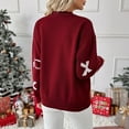 thumbnail image 6 of Mifsaly Sweater with Bows for Women Oversized Long Sleeve Christmas Sweaters Knit Cozy Soft Pullover Sweater Party Travel Festival Winter Xmas Basic Outfits S, 6 of 9