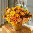thumbnail image 5 of Hydrangea Artificial Flowers Artificial Mum Bush Sunflowers Faux Fall Chrysanthemums Flower Bouquets Silk Floral Arrangements with Pinecone Stems (Multicolor), 5 of 5