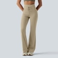 thumbnail image 2 of BOMYJESK Mini Flared Leggings for Women Yoga Pants with Pocket High Waist Bootcut Pants Tummy Control Casual Workout Bell Bottom Leggings Khaki S, 2 of 7