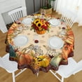 thumbnail image 4 of Round Fall Tablecloth - Autumn Pumpkin Thanksgiving Tablecloth, 60 Inch Round, 4 of 6