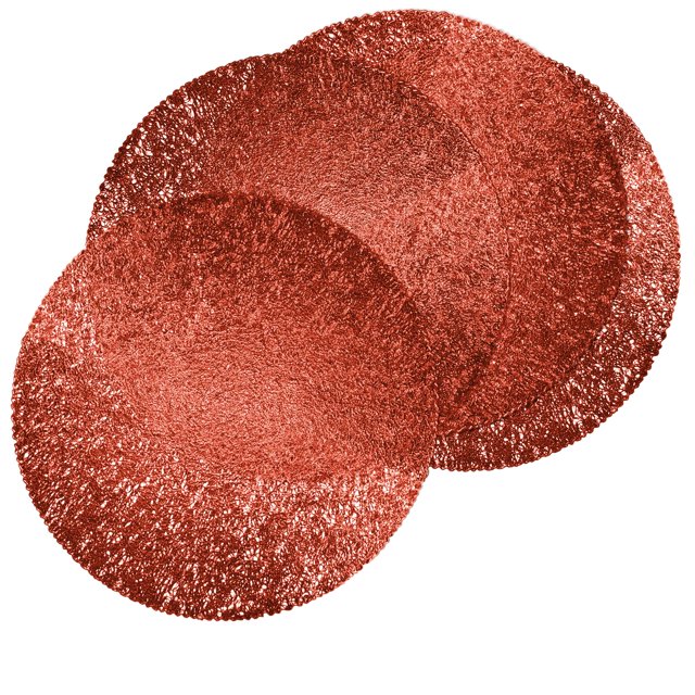 Kashi Home Placemats Set of 4, Stark 15 Inch Round Placemat for Kitchen Table Dinner, Party Holiday Event, Table Decor - Red