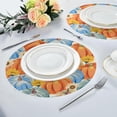 thumbnail image 6 of Thanksgiving Pumpkin and Sunflower Round Placemats Washable Placemats Non-Slip Heat-Resistant Table Place Mats for Dining Kitchen Holiday Party Table Decoration 15.4"-6PCS Table Mat, 6 of 7