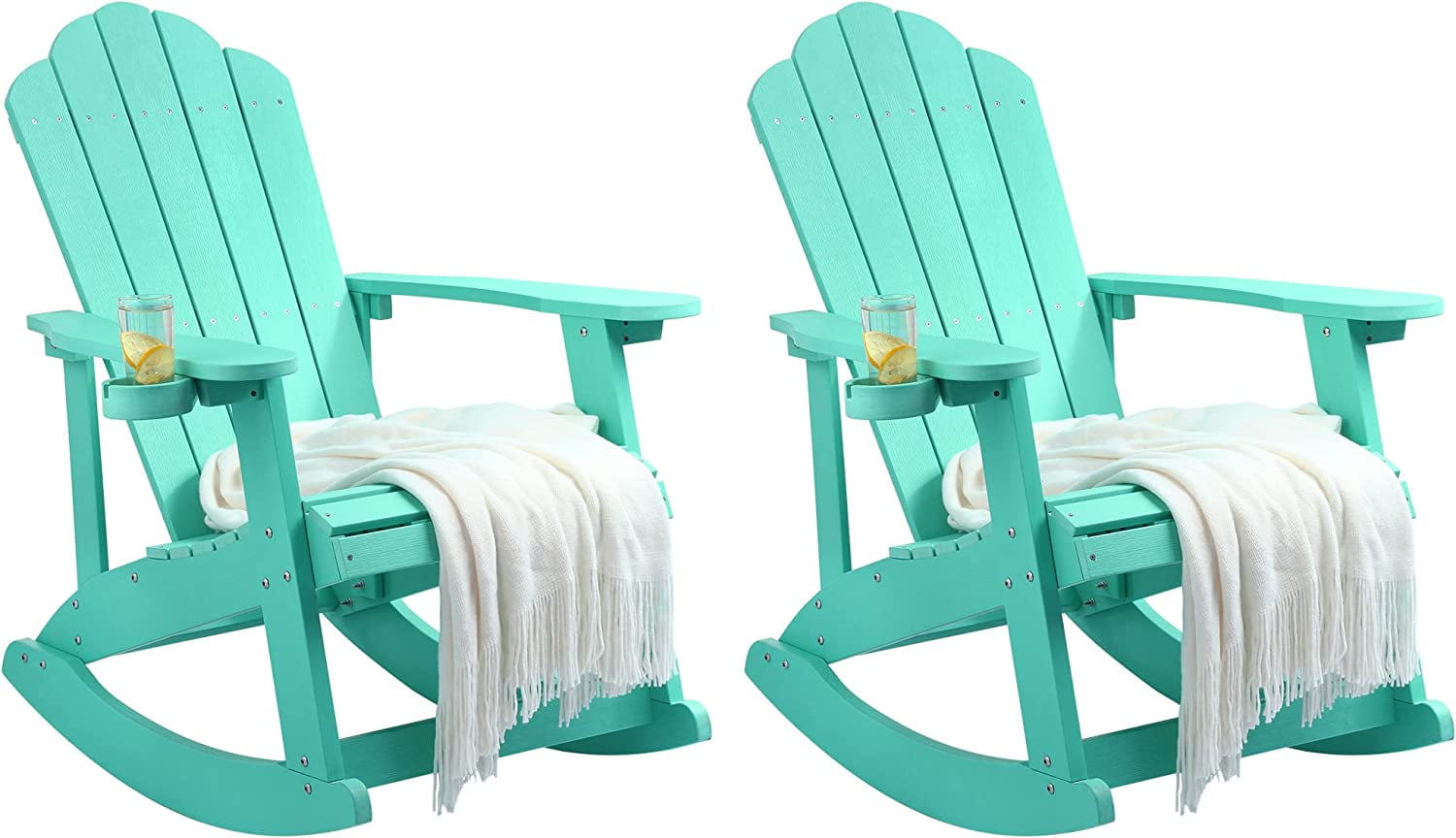 YITAHOME Outdoor Rocking Adirondack Chair Set of 2, Heavy Duty Plastic