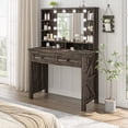 thumbnail image 6 of EnHomee Vanity Desk with Mirror and Lights Makeup Vanity with 2 Storage Drawers Wooden Vanity with Charging Staion for Bedroom, Small Space, Dark Oak, 6 of 7