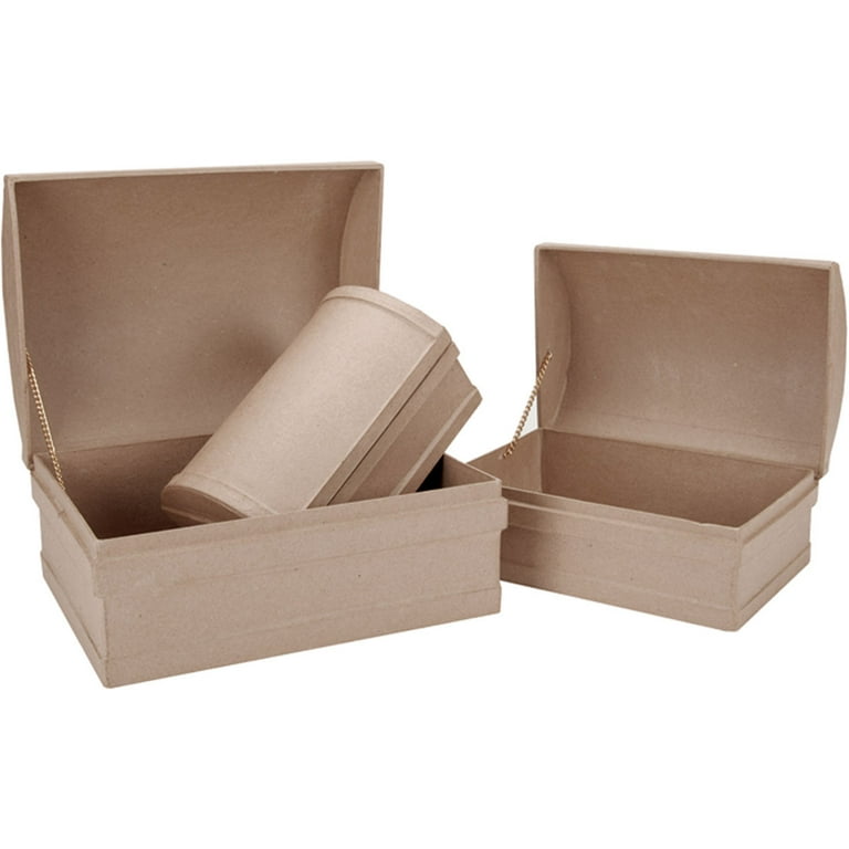 DCC Crafts Paper Mache Treasure Chest Box Set of 3 12 inch 10 1 4 inch 8 3 4 inch 28 4136