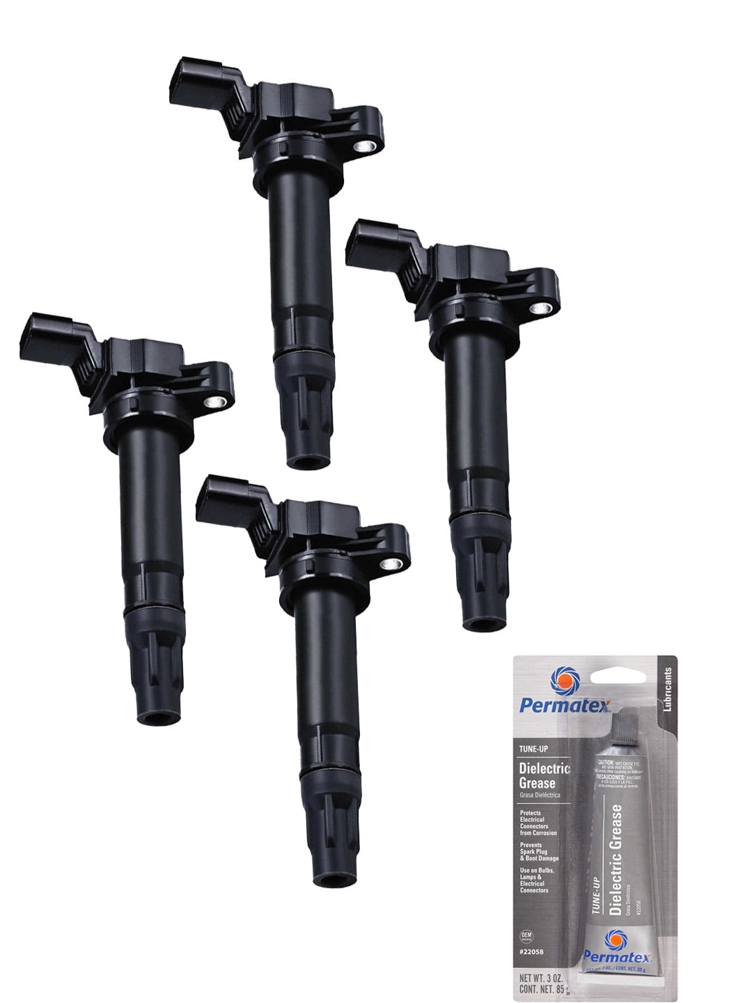 Set of 4 Ignition Coils and Permatex 22058 Dielectric TuneUp Grease