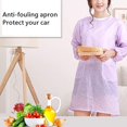 thumbnail image 4 of CH Multifunctional Women Cooking Apron Floral Flower Waterproof Long Sleeve Kitchen Aprons Cooking Baking Apron Working Smock，Pink, 4 of 7
