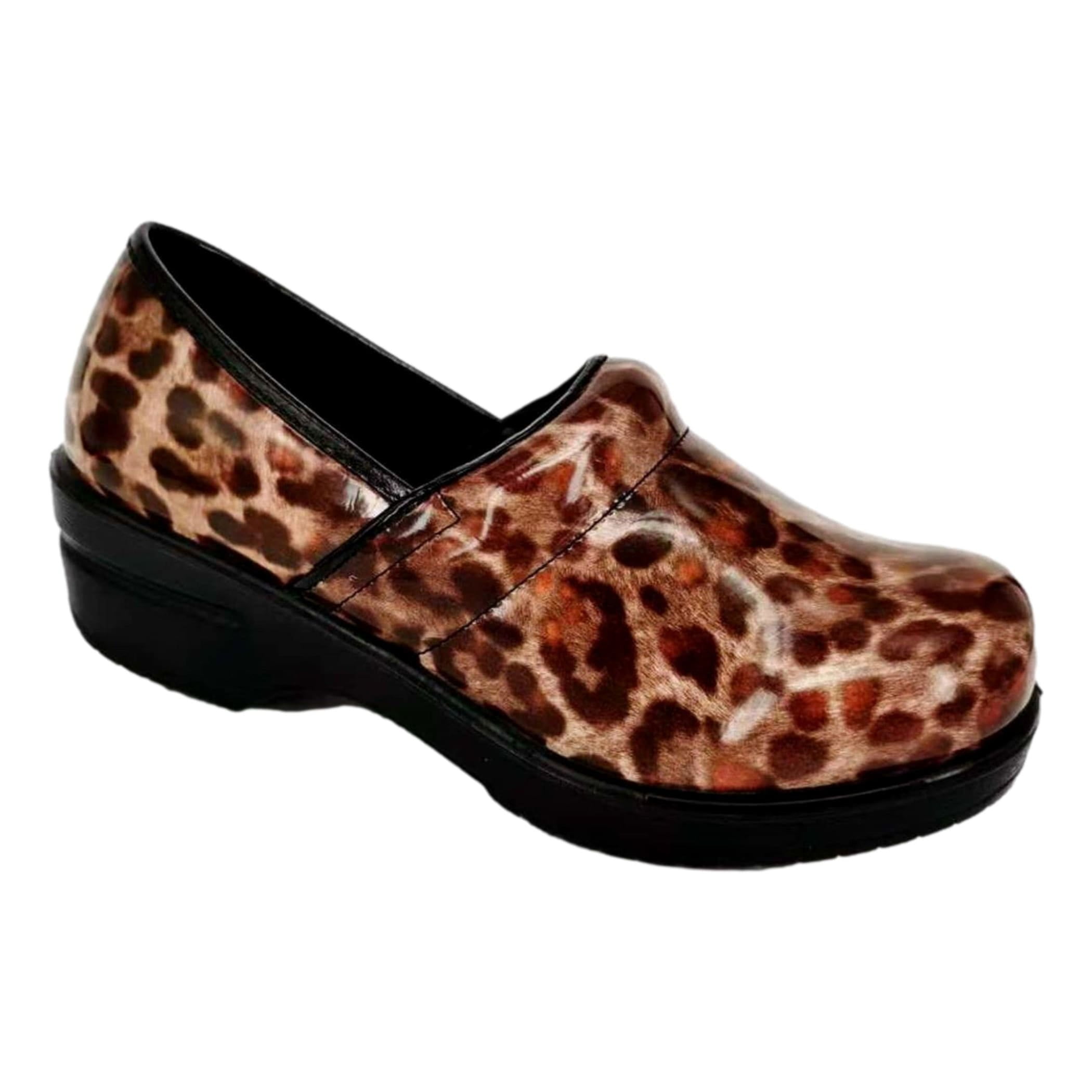 cheetah print nursing clogs