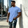 thumbnail image 4 of Men's Plain Crew Neck Short Sleeve T Shirt Cotton Blend Loose Fit Solid White Basic Casual Tee,XL, 4 of 5