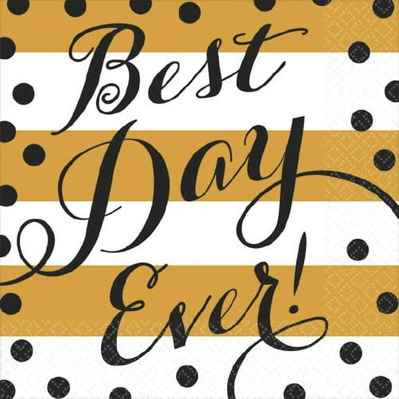 Various Wedding and Bridal 'Best Day Ever' Multicolor Napkins, 16 Count