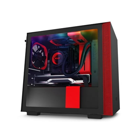 NZXT - H210i Mini ITX Tower Case with Tempered Glass - Red/Matte Black