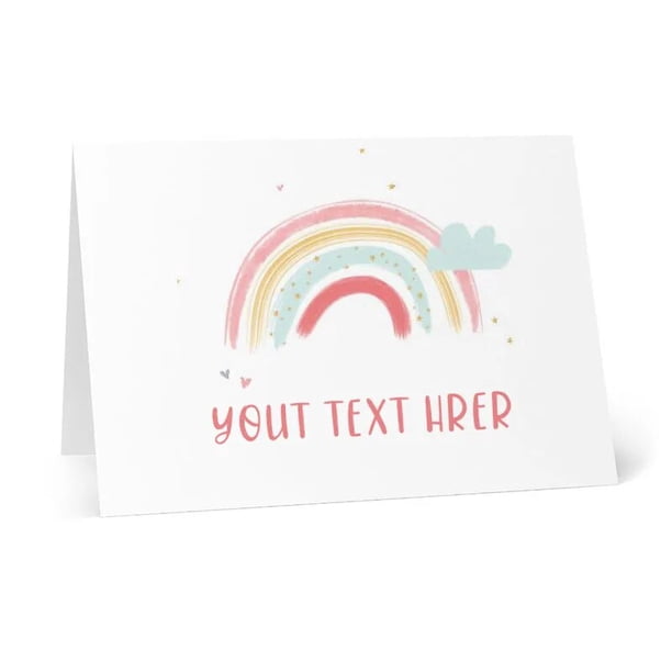 6 unids/set dibujos animados Rainbow personalizado tarjetas de felicitación todas ocasiones texto personalizado nombre asiento tarjetas para tablas con sobres