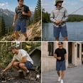 thumbnail image 6 of Men’s Cargo Shorts, 100% Polyester Elastic Waist Drawstring Shorts with Multi Pockets, Loose Fit Knee Length Casual Shorts for Summer Travel Outdoor Wear, 6 of 7