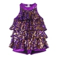 thumbnail image 3 of Chicas moderno Jazz Latino Salsa Samba Rumba danza traje de actuación metálico brillante lentejuelas Crop Top con falda pantalones cortos Culottes, 3 of 5