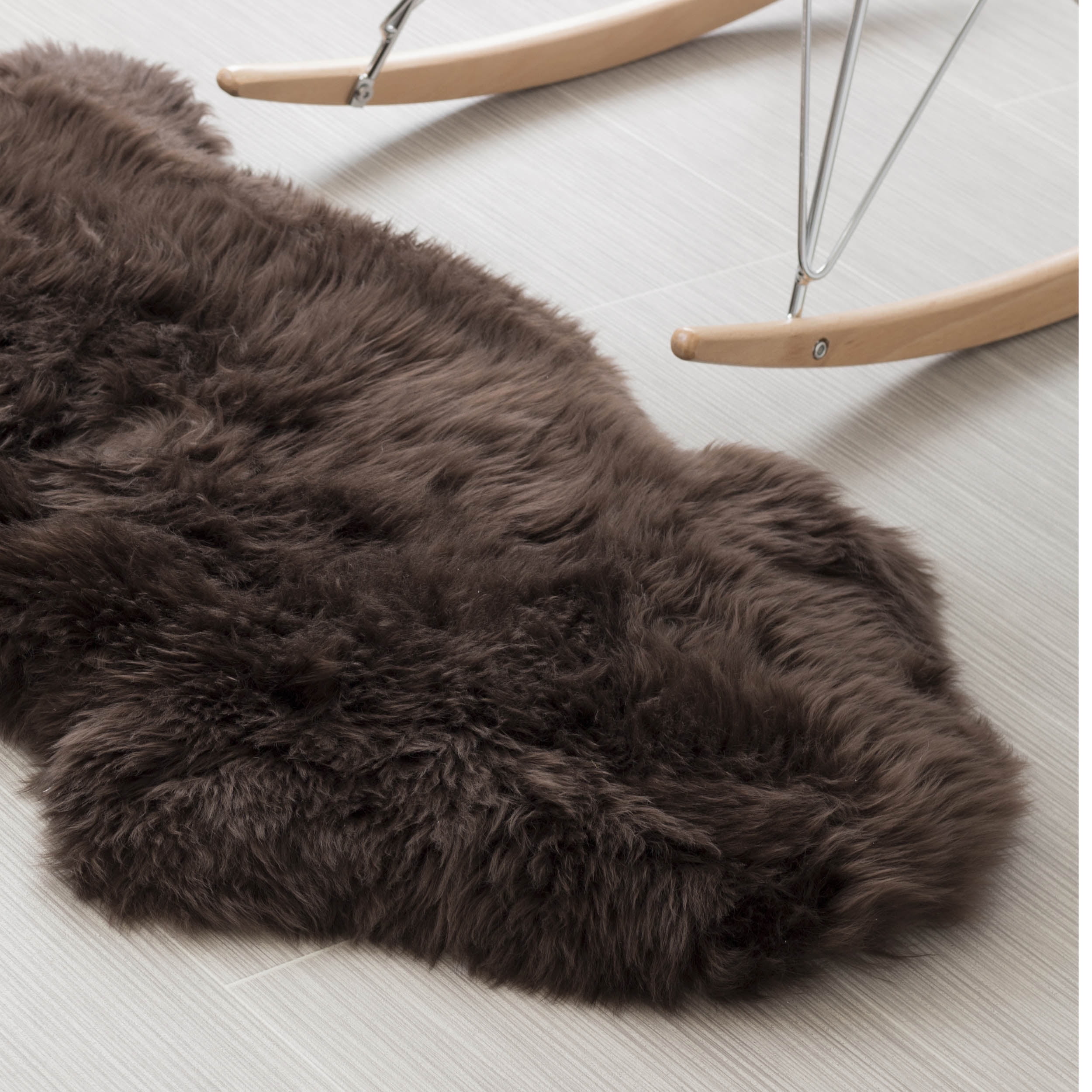 Genuine Sheepskin Rug Extra Soft Natural Pelt Dark Brown , Single Pelt 2' x 3'