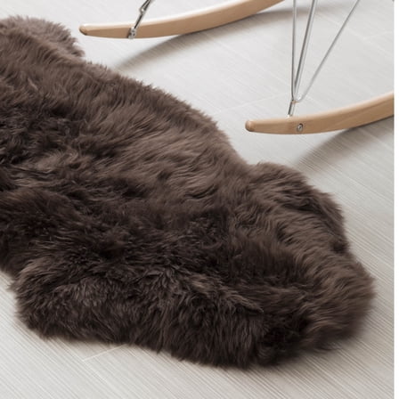Genuine Sheepskin Rug Extra Soft Natural Pelt Dark Brown , Single Pelt 2' x 3'
