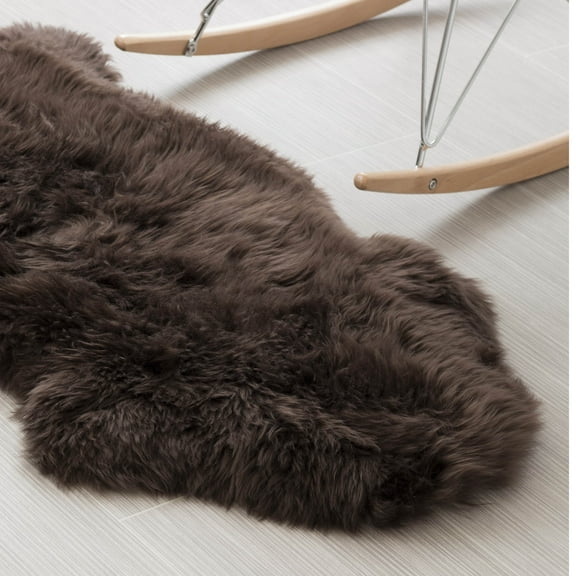 Genuine Sheepskin Rug Extra Soft Natural Pelt Dark Brown , Single Pelt 2' x 3'