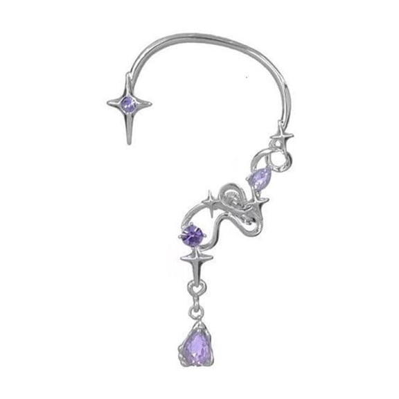 Necvior Elegant Purple Awn Star Ear Cuff Wrap Earrings Fashion No Piercing Handmade