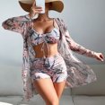 thumbnail image 5 of Traje de baño femenino dividido de tres piezas conjunto de cintura alta manga larga ins smock net traje con cordón cruzado rojo, 5 of 5